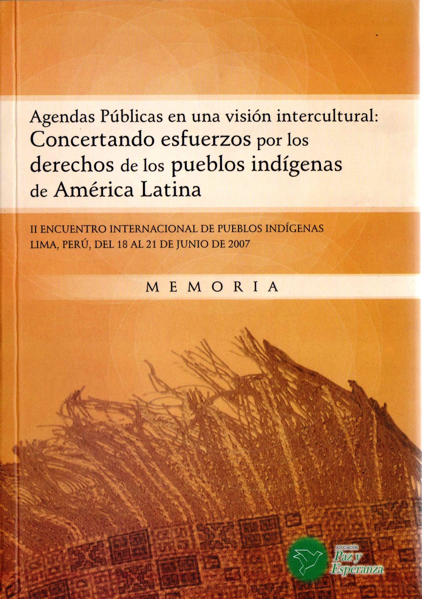 imagen con el titulo del libro (parte superior) y un manto andino (parte inferior)