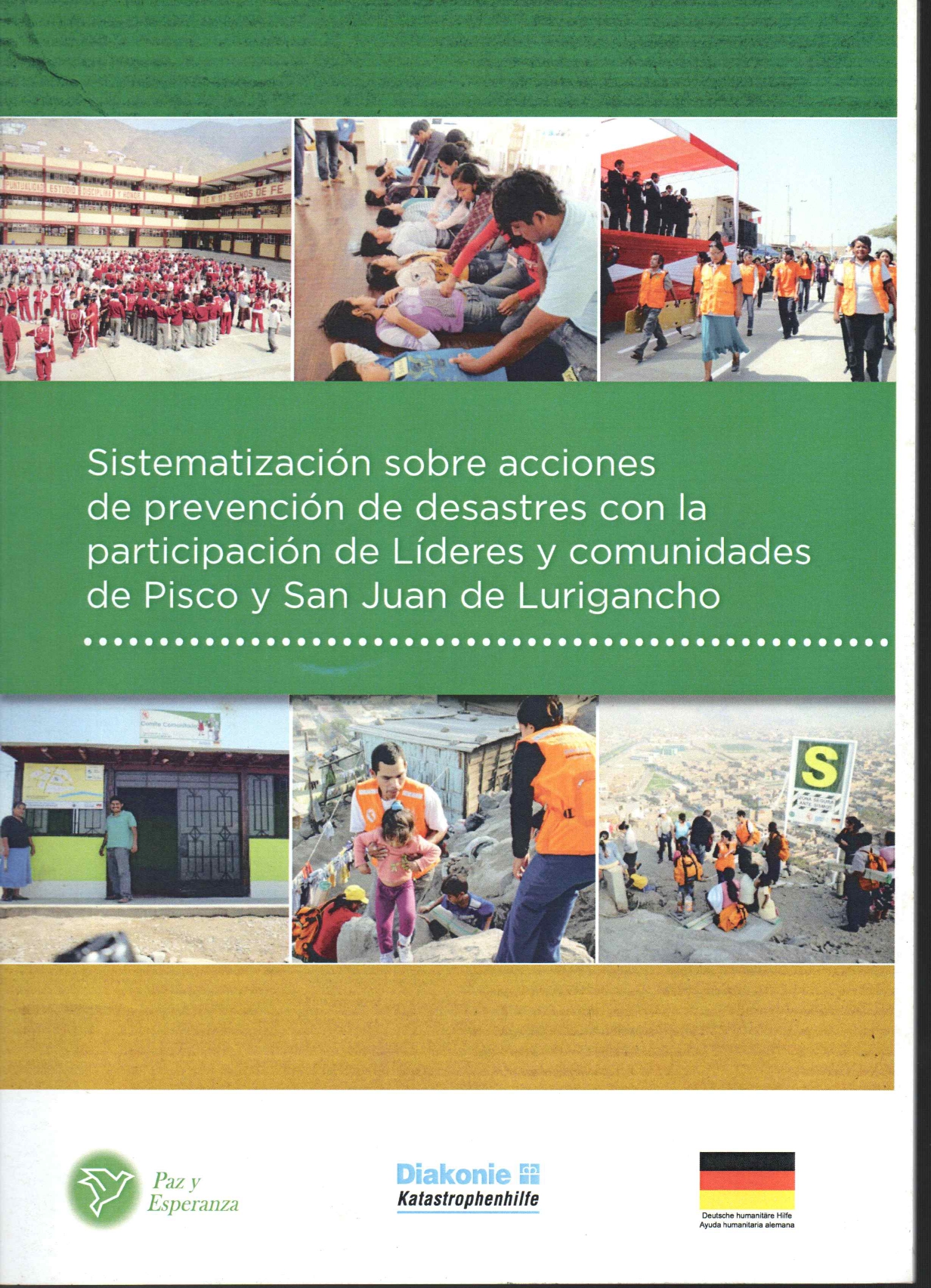 Imágenes relacionadas a las acciones que realizan los encargados de defensa civil, tales como: simulacro de sismos en los colegios, ayuda a los niños, simulación de intervención a heridos.